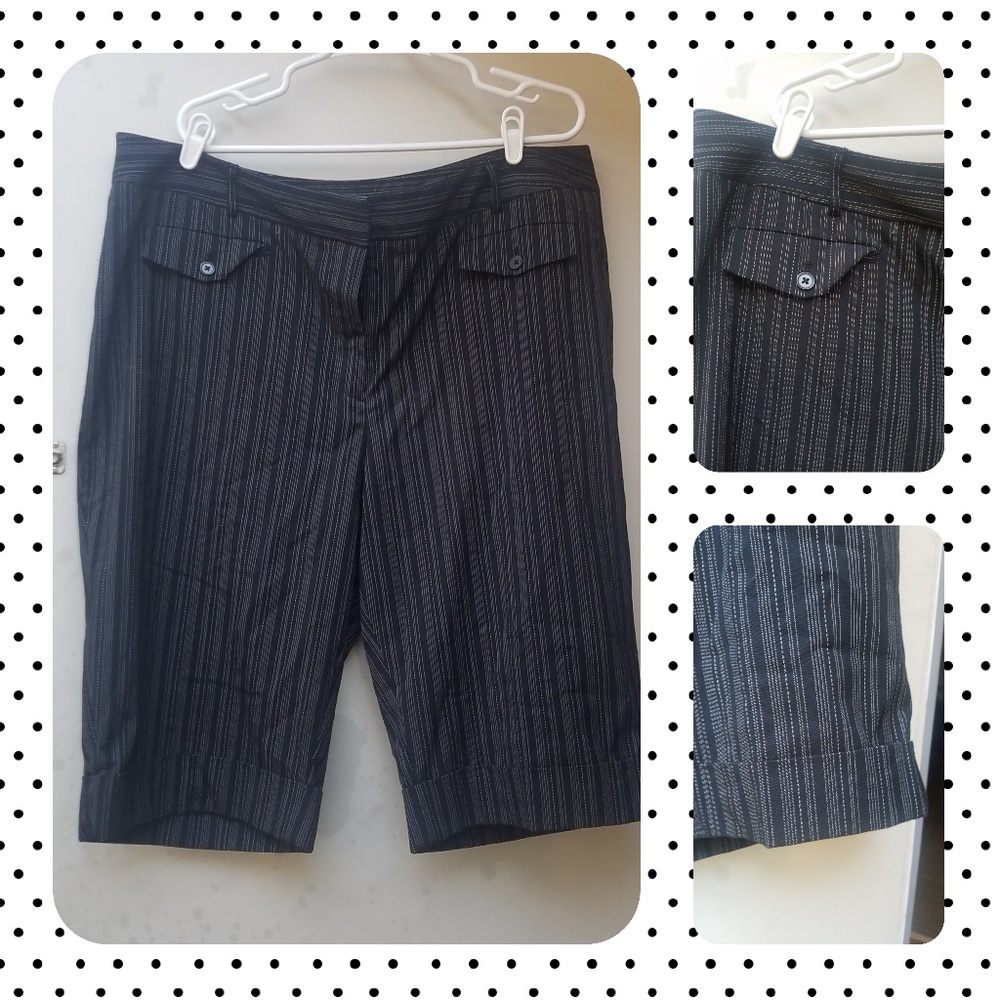 Lane Bryant Black and White pinstripe shorts